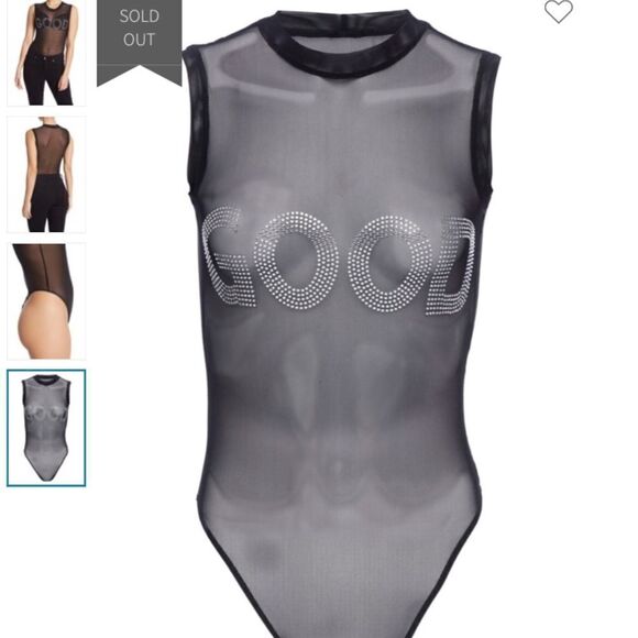 Good American Good Rhinestone Black Mesh Body New  Size 3/L - Picture 5 of 5